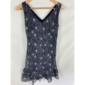 Scarlett Vintage Floral Print V Neck Sleeveless Dress Blue Size 7/8